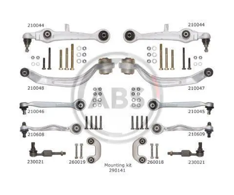 К-кт важелів перед. підвіски Audi A4/A6/Superb/Passat B5 (з товстим пальцем 21мм) A.B.S. 219900 (фото 1)