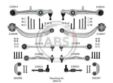 К-кт рычагов перед.подвески Audi A4 (с тонким пальцем.) A.B.S. 219901