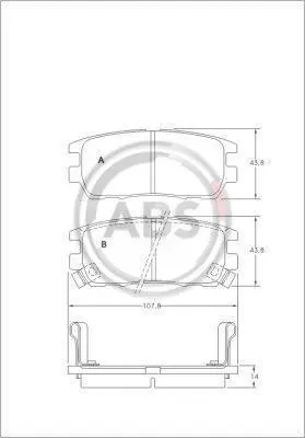 Гальмівні колодки зад. Pajero II/L400 90-05 (107.8x43.8x14) A.B.S. 36781 (фото 1)