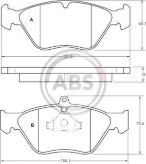 Гальмівні колодки пер. Vectra A/Omega B 92-05 (ATE) A.B.S. 36805
