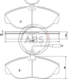 Гальмівні колодки пер. Ducato 94-99/Boxer 94-02 (1.4t) A.B.S. 36883