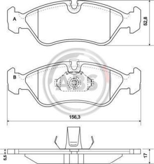 Тормозные колодки пер. Astra F/Vecta B/Combo -05 (ATE) A.B.S. 36896