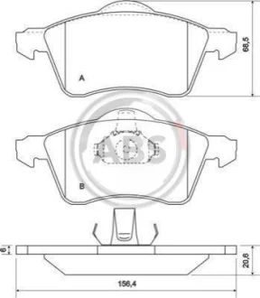 Гальмівні колодки пер. T4 2.5TDI 96-03 (R15) (ATE) A.B.S. 36986