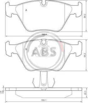 Гальмівні колодки пер. BMW 5 (E39) 95-03 (ATE) A.B.S. 36998