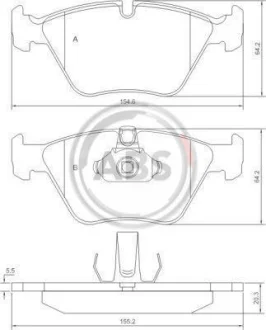 Гальмівні колодки пер. BMW 5 (E39) 2.0-3.5i 95-03 A.B.S. 37036