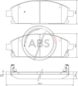 Гальмівні колодки пер. Nissan X-Trail 01-13/Pathfinder 97-04 (sumitomo) (159x55,9x16) A.B.S. 37081