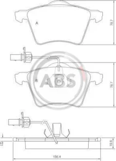 Гальмівні колодки пер. T4 2.5TDI 96-03 (R15)(з датчиком) A.B.S. 37141