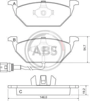 Гальмівні колодки пер. Caddy III/Golf V/Octavia/A3 03- (з датчиком) A.B.S. 37155