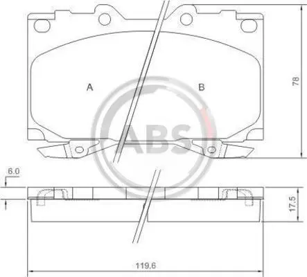 Гальмівні колодки пер. Toyota Land Cruiser/Hilux VII/Lexus GX/ MITSUBISHI PAJERO 01- (sumitomo) A.B.S. 37231 (фото 1)