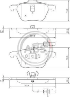 Гальмівні колодки пер. T4 1.9/2.4/2.5 D/TDI -03 (R16) (з датчиком) A.B.S. 37240