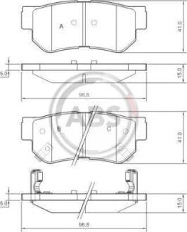 Гальмівні колодки зад. Hyundai Getz/Santa FE/Tucson 01- (mando) A.B.S. 37247
