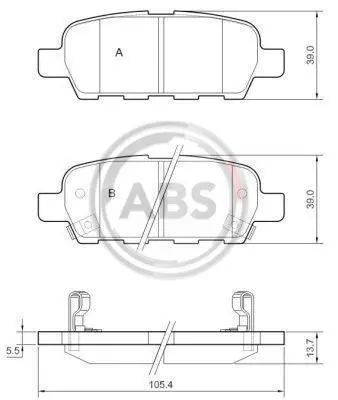 Гальмівні колодки зад. Qashqai/X-Trail 07- (38x105,5x14,3) A.B.S. 37321 (фото 1)