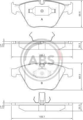 Гальмівні колодки пер. BMW 5(E60)/7(E65) 02-10 (ATE) (155,1x68,5x20,3) A.B.S. 37346 (фото 1)