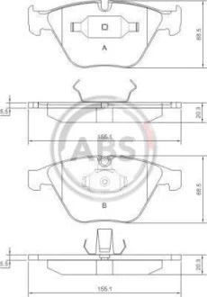 Гальмівні колодки пер. BMW 5(E60)/7(E65) 02-10 (ATE) (155,1x68,5x20,3) A.B.S. 37346