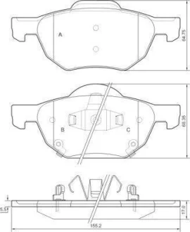 Гальмівні колодки пер. Honda Accord 03-08/CR-V 01-06 (akebono) A.B.S. 37359
