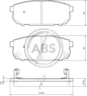 Гальмівні колодки зад. Kia Sorento 02- (sumitomo) A.B.S. 37362