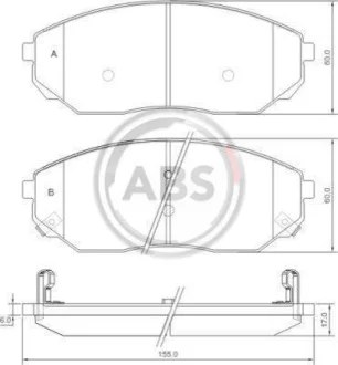 Гальмівні колодки пер. Kia Sorento 02- (sumitomo) A.B.S. 37364