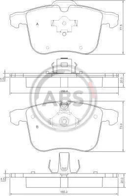 Гальмівні колодки пер. Opel Vectra C 02- (ATE) A.B.S. 37389 (фото 1)