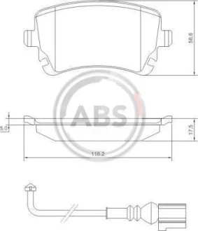 Гальмівні колодки зад. T5 03- (TRW) (з датчиком) A.B.S. 37413