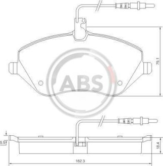 Тормозные колодки пер. Peugeot 407/607 04- (TRW) (162,3x79,1x18,4) A.B.S. 37431