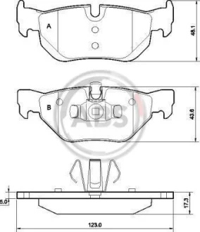Гальмівні колодки зад. BMW 3(E90)/1(E81) 04-13 (ATE) (123x43,6x17,3) A.B.S. 37437