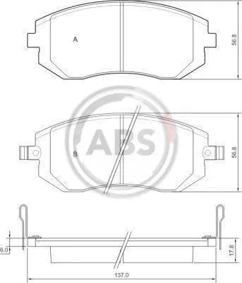 Гальмівні колодки пер. Subaru Impreza 02-/Forester 02- (akebono) A.B.S. 37446 (фото 1)