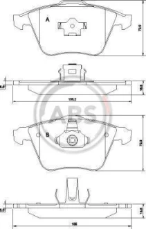 Гальмівні колодки перед. Opel Vectra C/Saab 9-3 02- (ATE/17-19") A.B.S. 37464
