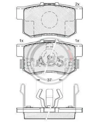 Гальмівні колодки зад. Civic 98-/Accord 90-03 (Akebono) (47,8x88,9x14,5) A.B.S. 37510 (фото 1)