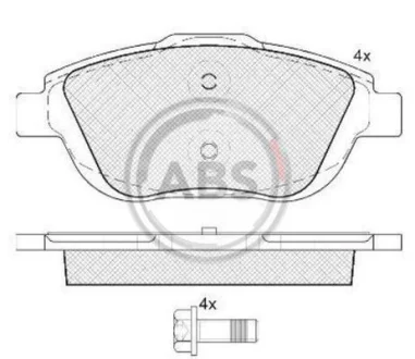 Гальмівні колодки пер. Citroen C3/DS3 09- (Bosch) A.B.S. 37751
