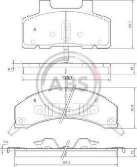 Комплект гальмівних колодок дискового гальма A.B.S. 38215