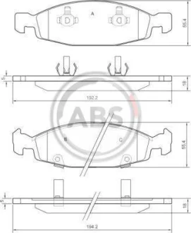 Гальмівні колодки пер. Cherokee II/Grand Cherokee II/III 95-10 (ATE) A.B.S. 38790