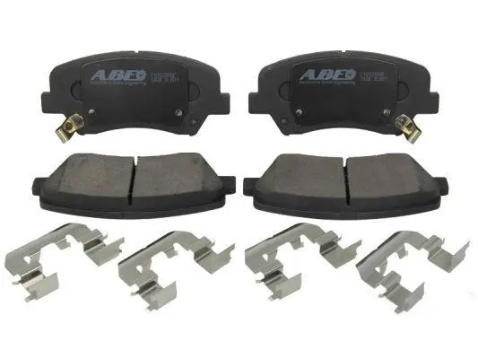 Комплект гальмівних колодок передн, HYUNDAI ACCENT IV, ELANTRA V, ELANTRA VI, EQUUS / CENTENNIAL, GENESIS, GRANDEUR, I30, IONIQ, NEXO, SANTA FE IV, SANTA FÉ II, SOLARIS 1.0-Electric 01.07- ABE C10529ABE (фото 1)