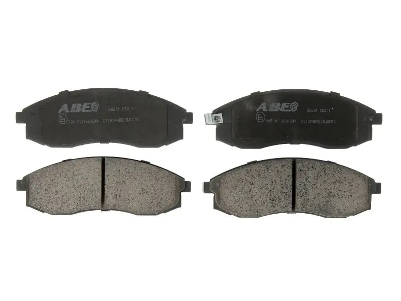 Комплект гальмівних колодок передн, MITSUBISHI COLT VI, DELICA / SPACE GEAR, ECLIPSE, ECLIPSE II, ECLIPSE III, L 300 III, L200, L400, LANCER IV, LANCER V, LANCER VII, LANCER VIII 0.7-3.5 03.80- ABE C11074ABE (фото 1)