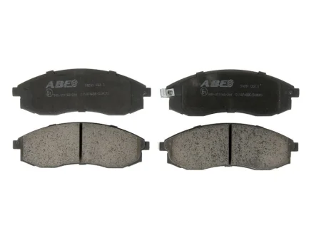 Комплект гальмівних колодок передн, MITSUBISHI COLT VI, DELICA / SPACE GEAR, ECLIPSE, ECLIPSE II, ECLIPSE III, L 300 III, L200, L400, LANCER IV, LANCER V, LANCER VII, LANCER VIII 0.7-3.5 03.80- ABE C11074ABE