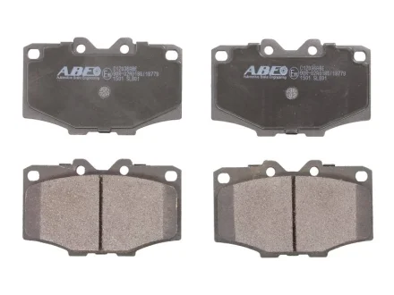 Комплект гальмівних колодок передн, TOYOTA 4 RUNNER I, 4 RUNNER V, COROLLA, FORTUNER, HARRIER, HIACE III, HILUX III, HILUX IV, HILUX V, LAND CRUISER, LAND CRUISER 90 1.4-4.2 03.69- ABE C12036ABE