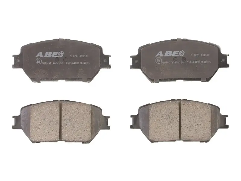 Комплект гальмівних колодок передн, LEXUS GS, IS II, IS III TOYOTA 4 RUNNER V, ALTEZZA, CAMRY, CHASER, CROWN, FORTUNER, HILUX VII, ISIS, LAND CRUISER PRADO, MARK X I, PREVIA II 1.8-4.0 10.96- ABE C12104ABE (фото 1)