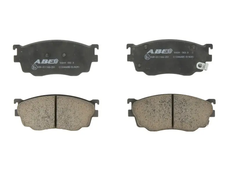 Комплект гальмівних колодок передн, MAZDA 323 F VI, 323 S VI, 6, 626 IV, 626 V, PREMACY 1.6-2.0D 08.93-08.07 ABE C13046ABE (фото 1)