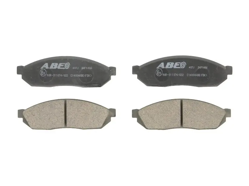 Комплект гальмівних колодок передн, HONDA ACCORD IX, ACCORD VII, CIVIC I, CIVIC II, CIVIC X, CR-V I, CR-V II, CR-V IV, ELEMENT, ODYSSEY SUZUKI ALTO I, ALTO II, ALTO III, ALTO IV 0.8-3.5 09.79- ABE C14004ABE (фото 1)