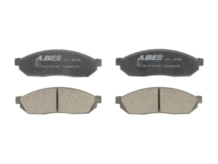 Комплект гальмівних колодок передн, HONDA ACCORD IX, ACCORD VII, CIVIC I, CIVIC II, CIVIC X, CR-V I, CR-V II, CR-V IV, ELEMENT, ODYSSEY SUZUKI ALTO I, ALTO II, ALTO III, ALTO IV 0.8-3.5 09.79- ABE C14004ABE