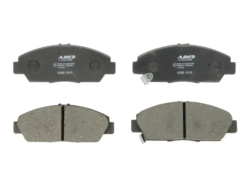 Комплект гальмівних колодок передн, HONDA ACCORD IV, ACCORD V, ACCORD VI, ACCORD VII, CIVIC VII, CR-V I, HR-V, INTEGRA, LEGEND IV, ODYSSEY, ORTHIA / PARTNER, PRELUDE III 1.6-3.7 04.87- ABE C14037ABE (фото 1)