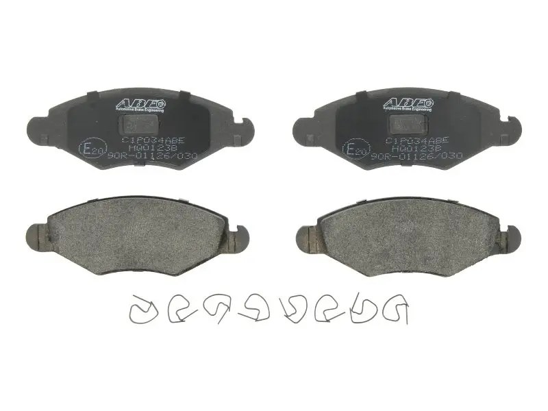 Комплект гальмівних колодок передн, NISSAN KUBISTAR PEUGEOT 106 II, 206, 206+, 306, J5 1.1-2.0 09.90- ABE C1P034ABE (фото 1)