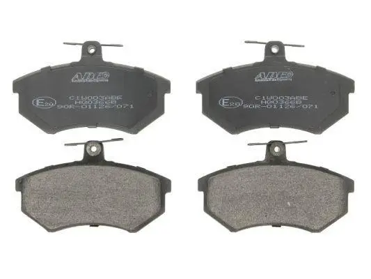 Комплект гальмівних колодок передн, AUDI 80 B2, 80 B4, 90 B2, A4 B5, A4 B6, COUPE B2, COUPE B3 SEAT IBIZA II VW CORRADO, GOLF II, GOLF III, PASSAT B2, PASSAT B3/B4 1.4-2.6 01.81- ABE C1W003ABE (фото 1)