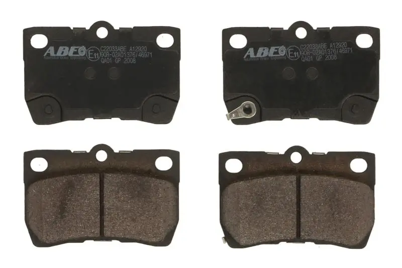 Комплект гальмівних колодок задн, LEXUS GS, IS C, IS II, IS III TOYOTA CALDINA, CROWN, MARK II, MARK X I, MARK X II, OPA 1.8-4.6 08.96- ABE C22033ABE (фото 1)