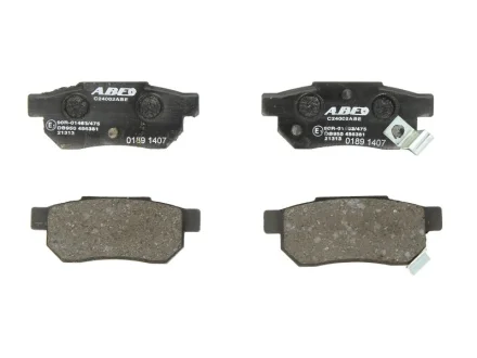 Комплект гальмівних колодок задн, ACURA INTEGRA FORD MAVERICK HONDA ACCORD III, ACCORD IV, ACCORD VI, ACCORD VII, BEAT, CITY III, CITY IV, CITY V, CIVIC IV, CIVIC V, CIVIC VI 0.7-2.7D 10.84- ABE C24002ABE