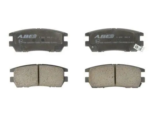 Комплект гальмівних колодок задн, MITSUBISHI 3000 GT, DELICA / SPACE GEAR, ECLIPSE, ECLIPSE II, ECLIPSE III, ECLIPSE IV, GALANT VIII, L400, LANCER IV, LANCER VII, MAGNA 1.6-3.8 01.83- ABE C25005ABE (фото 1)