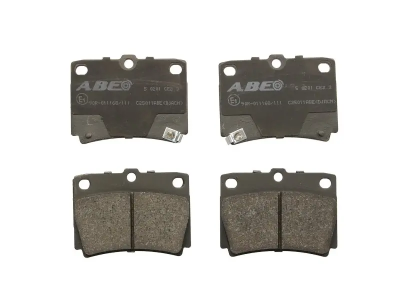 Комплект гальмівних колодок задн, MITSUBISHI PAJERO II, PAJERO III, PAJERO SPORT I, PAJERO SPORT II, PAJERO SPORT III 2.4D-3.0 12.90- ABE C25011ABE (фото 1)