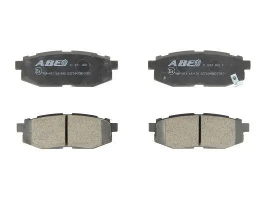 Комплект гальмівних колодок задн, SUBARU BRZ, FORESTER, IMPREZA, LEGACY V, OUTBACK, TRIBECA TOYOTA GT 86 1.6-3.6 11.01- ABE C27004ABE (фото 1)