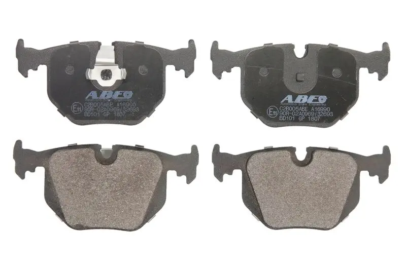 Комплект гальмівних колодок задн, BMW 3 (E46), 5 (E39), 5 (E60), 7 (E38), 7 (E65, E66, E67), X3 (E83), X5 (E53), X6 (E71, E72), Z4 (E85), Z4 (E86), Z8 (E52) 2.0-5.4 03.94-06.14 ABE C2B005ABE (фото 1)