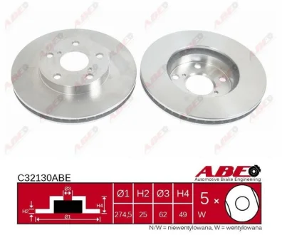 Диск гальмівний передн лів/прав TOYOTA RAV 4 II 1.8-2.4 05.00-11.05 ABE C32130ABE