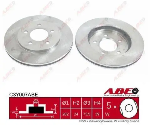 Диск гальмівний передн лів/прав CHRYSLER CARAVAN, GRAND VOYAGER III, PROWLER, VOYAGER III, VOYAGER IV DODGE CARAVAN PLYMOUTH VOYAGER 2.0-3.8 01.95-12.07 ABE C3Y007ABE (фото 1)